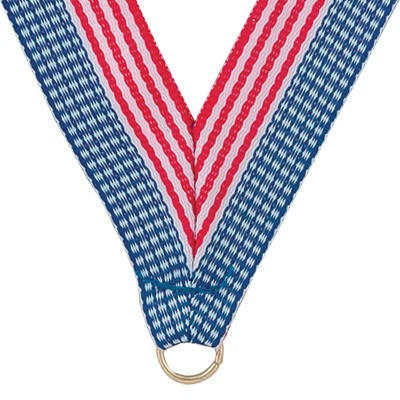 7/8" Wide RY Series V-Neck Stars & Stripes Ribbon w/Metal Ring