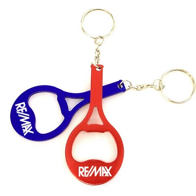 Tennis Racquet Aluminum Bottle Opener w/Key Chain