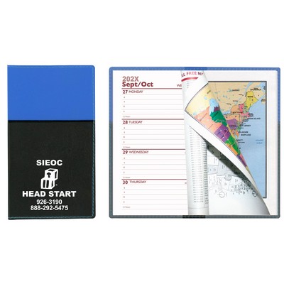 Soft Cover 2 Tone Vinyl France Series Weekly Planner w/ Map / 1 Color