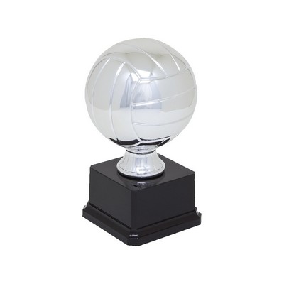 Silver Small Soccer Sport Ball Resin Trophy w/3.75" x 2.125" Black Base