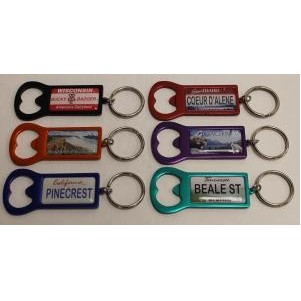 Dark Green Aluminum Bottle Opener Key Tag