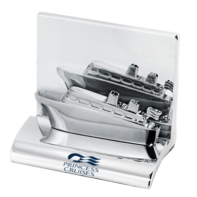 Chrome Metal Cruise Ship Business Card Holder