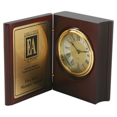 Rosewood Finish Book Clock (7")