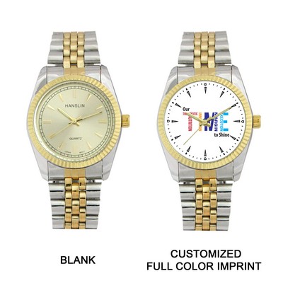 Her 2 Tone Metal Band Watch with Crystal Dial