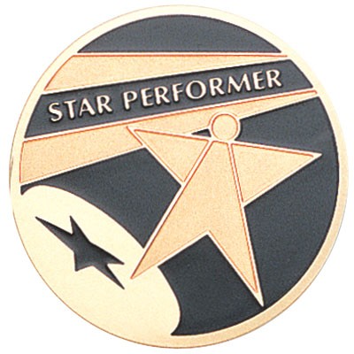 2" Star Performer Etched Enameled Medallion Insert Disc