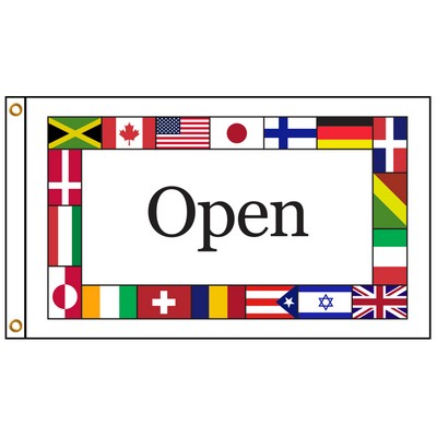 International Open 4' X 6' Knit Poly Flag with Heading and Grommets