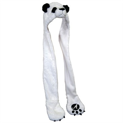 36" Panda Mascot Hoodie Hat w/ Attached Mittens