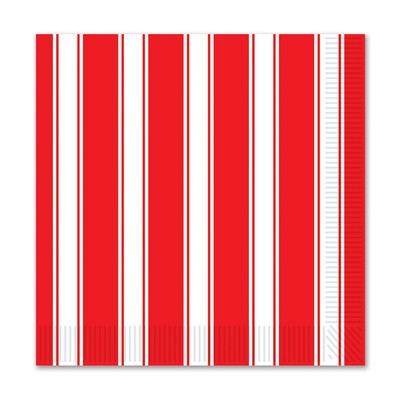 Red & White Stripes Beverage Napkins