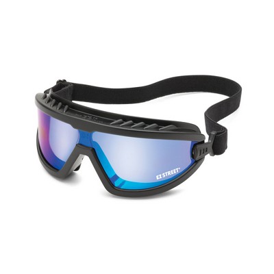 Black frame, blue mirror lens, Wheelz goggles