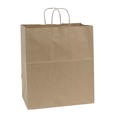 Food Service Paper Shopping Bags, Natural Kraft, Ink Printed - Lion 14½" x 9" x 16¼"