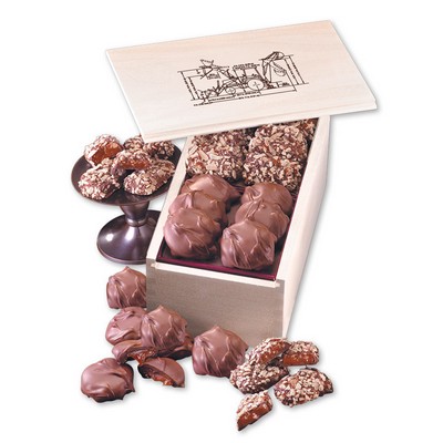 Wooden Collector's Box w/English Butter Toffee & Caramel Pecan Clusters