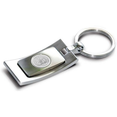 Curved Satin Silver Key Chain