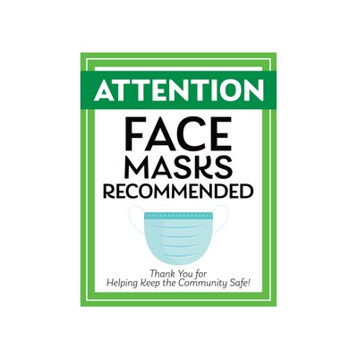 Face Masks Recommended Sign Style 12 - (8.5"x11")