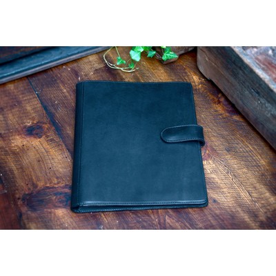 Handmade Leather Magnetic Closure Padfolio - Onyx - Borlino