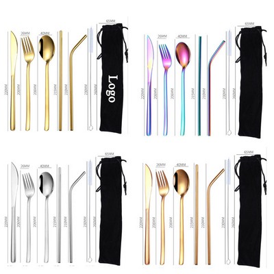 Stainless Steel Knife Fork And Spoon Straw Set