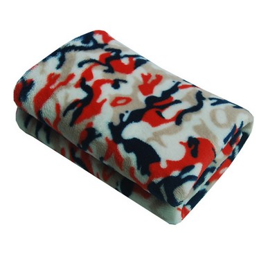 Red Camouflage Pattern Coral Fleece Pet Blanket