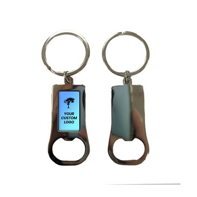 Rectangular Metal Bottle Opener Keyring