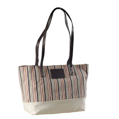 Striped Multi-Purpose Fashion Tote Bag with 26" Strap