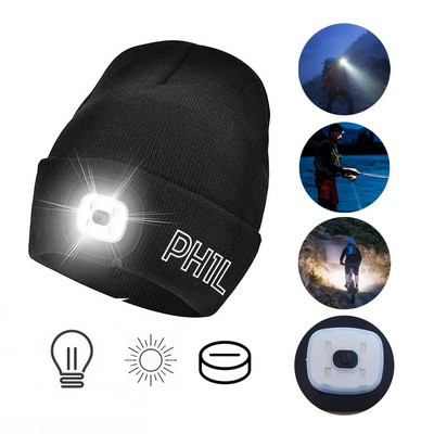 Unisex Beanie Hat With Rechargeable Light