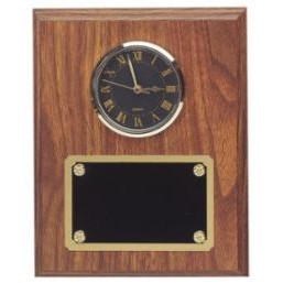 Walnut Finish Plaque w/Black Clock