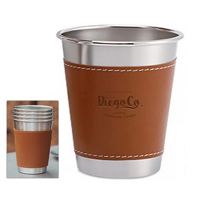 Stainless Steel Coffee Cup W/ Insulated Leather