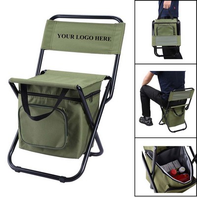 Portable Foldable Camping Chair with Cooler Bag