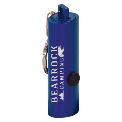 2 3/8" Blue 3-LED Laserable Flashlight with Keychain