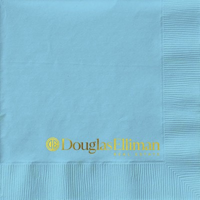 Pastel Blue Cocktail 3-Ply Beverage Napkins - Custom Foil Print