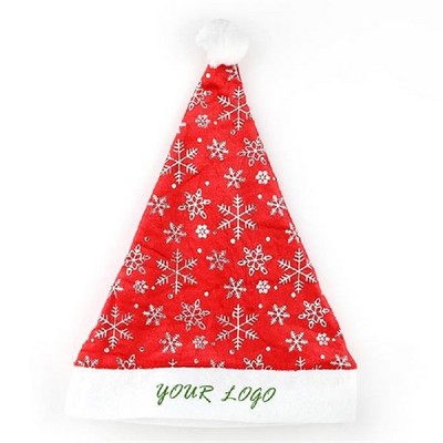 Non-Woven Santa Christmas Hat W/ Snowflake