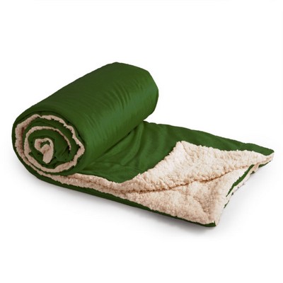 Micro Mink Sherpa Blanket - Forest Green (50"x60")