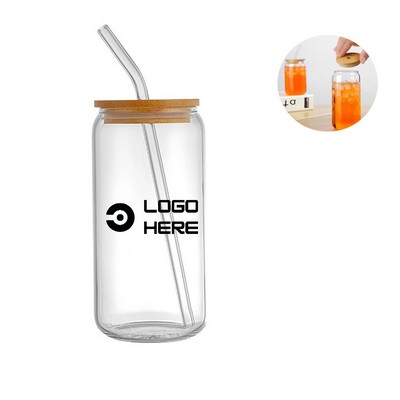 19Oz Glass Straw Cup With Lid