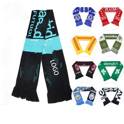 57" Custom Winter Sports Knitted Scarf With Fringe