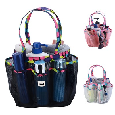 Polyester Multi Pocket Shower Mesh Tote Bag