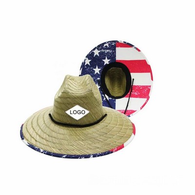 Custom Natural Straw Lifeguard Hat