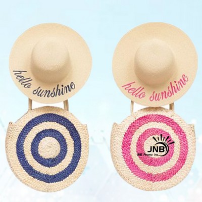 Circular Style Straw Hat & Handbag Ensemble