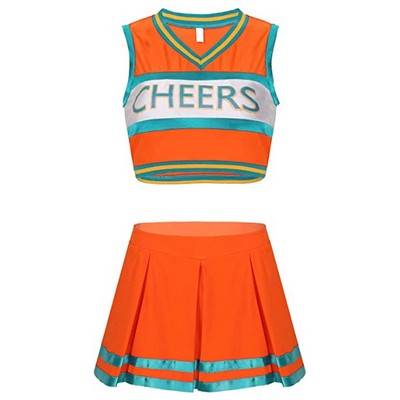 Cheerleader Uniform With Sleevless Croptop And Skirt