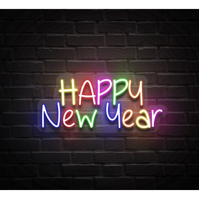 Happy New Year Colorful Neon Sign (24 " x 10 ")