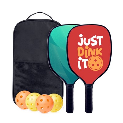 Wooden Pickleball Racket Set with Zipper bag