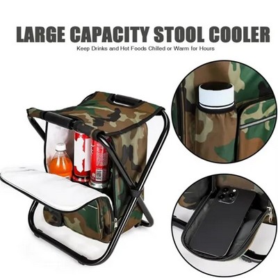 Backpack Cooler Chair with Built-in Stool for Camping Trips