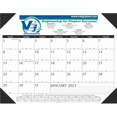 Contractors Style Desk Pad Calendar w/4-Leatherette Corners