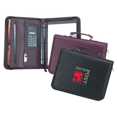 Executive Binder 3-Ring Zip Portfolio w/Handle