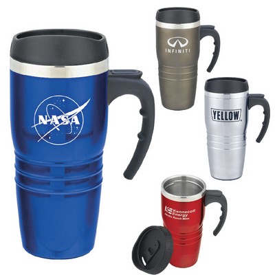 16 Oz. Tribune Stainless Steel Travel Mug w/Handle