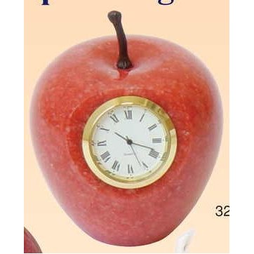 Red Marble Apple Paper Weight w/ Analog Clock