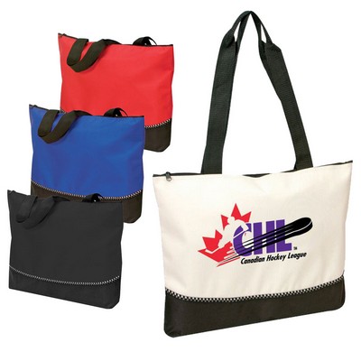 2 Tone Poly Tote Bag w/Zipper (18"x13"x2½")