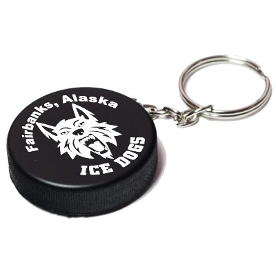 Hockey Puck Stress Reliever Keychain