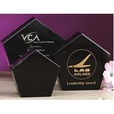 5.5" Black Genuine Marble Pentagon Award