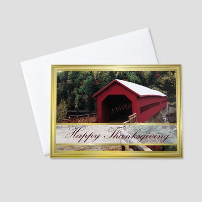 Covered Bridge Thanksgiving Greeting Card