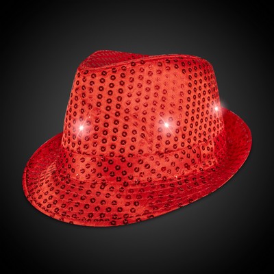 Red Sequin Light Up Fedora Hat