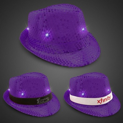 Purple Sequin Light Up Fedora Hat