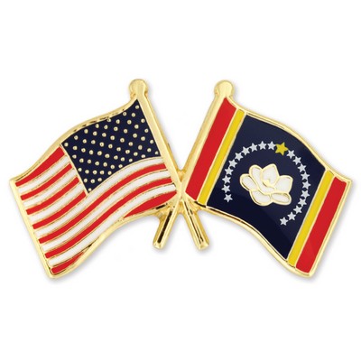 Mississippi & USA Crossed Flag Pin